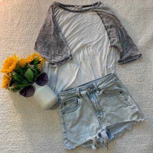 Grey and White Baseball Tee